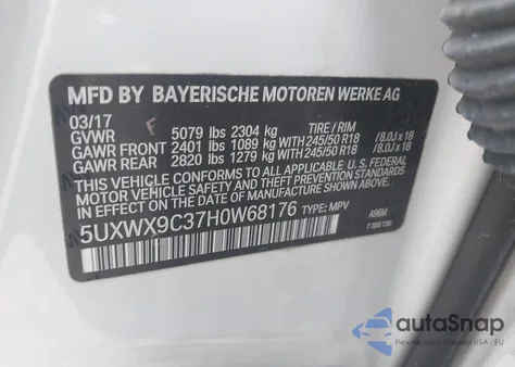 2017 BMW X3 xDrive28I from USA, damaged, VIN 5UXWX9C37H0W68176